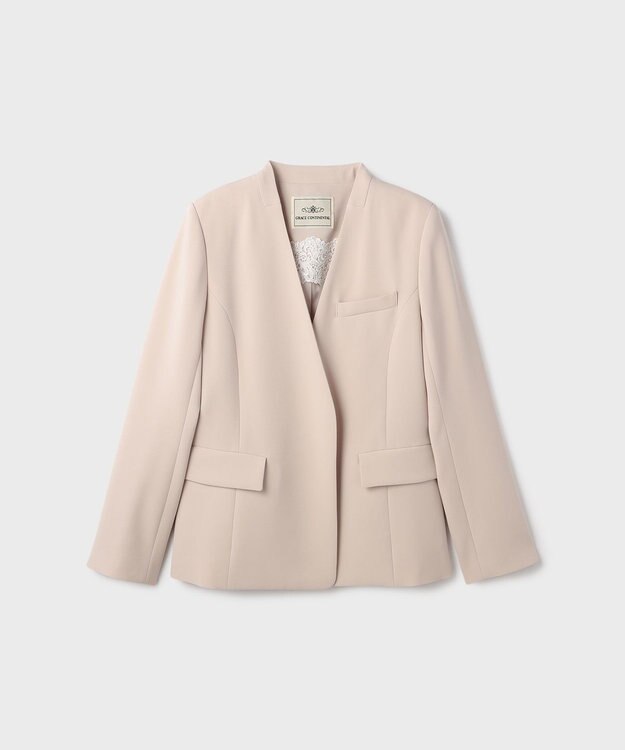 GRACE CONTINENTAL トリアセノーカラージャケット ベージュ