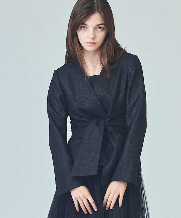GRACE CONTINENTAL ラメWOOLボウジャケット ブラック