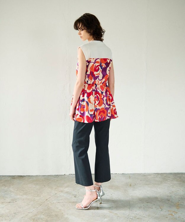 GRACE CONTINENTAL ペイントカラープリントトップ オレンジ