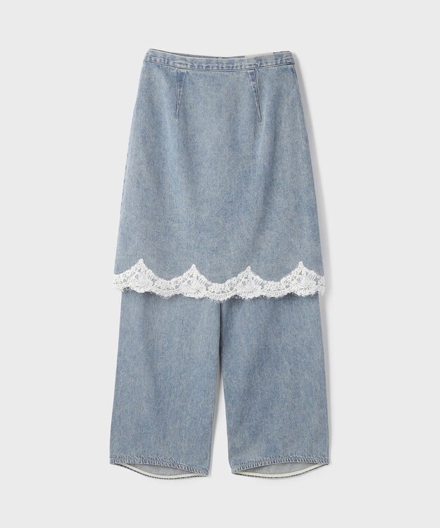 GRACE CONTINENTAL レーススカートレイヤードデニム サックス