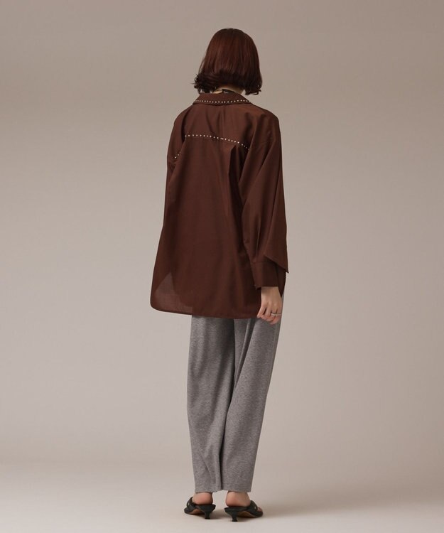 GRACE CONTINENTAL メタルホットフィットシャツ ブラウン