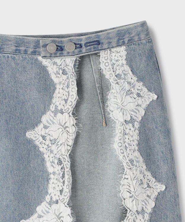 GRACE CONTINENTAL レーススカートレイヤードデニム サックス