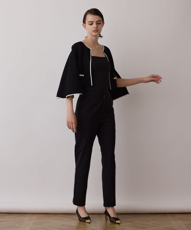 GRACE CONTINENTAL ストレッチテーパードパンツ ブラック