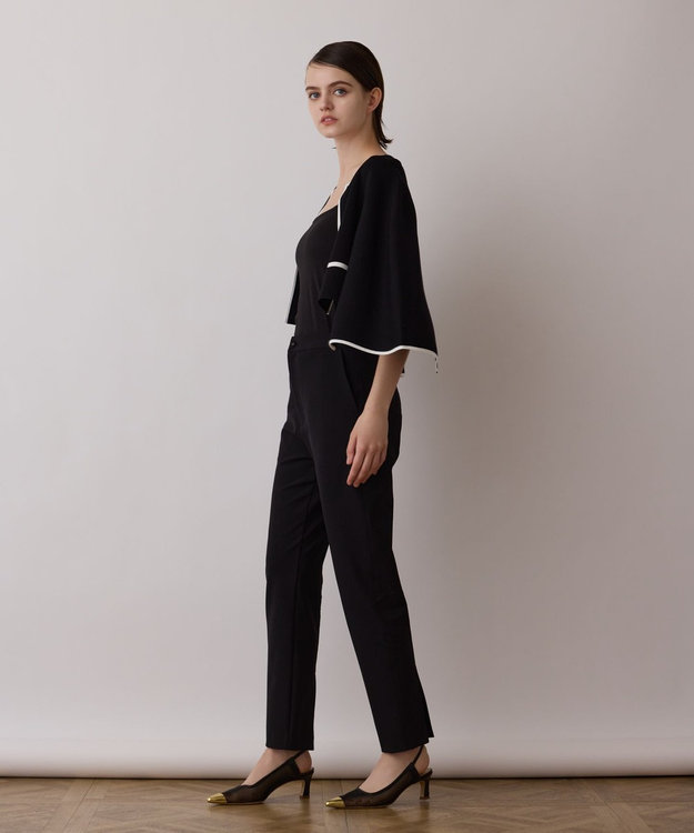 GRACE CONTINENTAL ストレッチテーパードパンツ ブラック