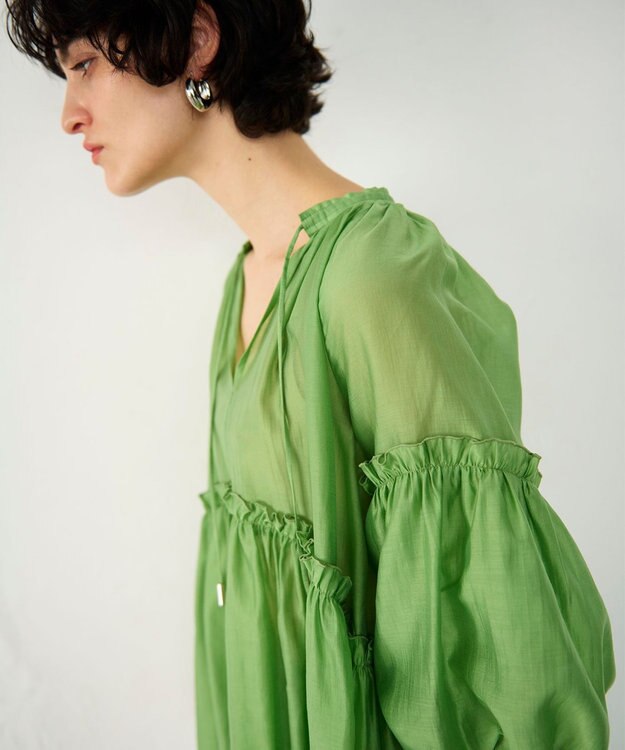 GRACE CONTINENTAL ギャザーカフタントップ グリーン
