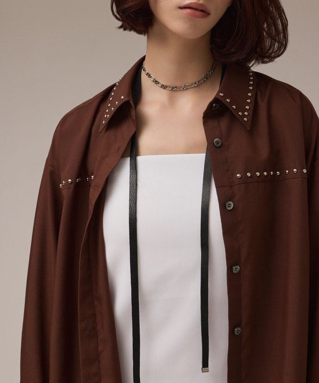 GRACE CONTINENTAL メタルホットフィットシャツ ブラウン