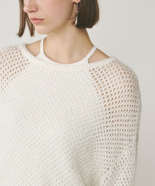 GRACE CONTINENTAL スパンメッシュニットトップ ホワイト