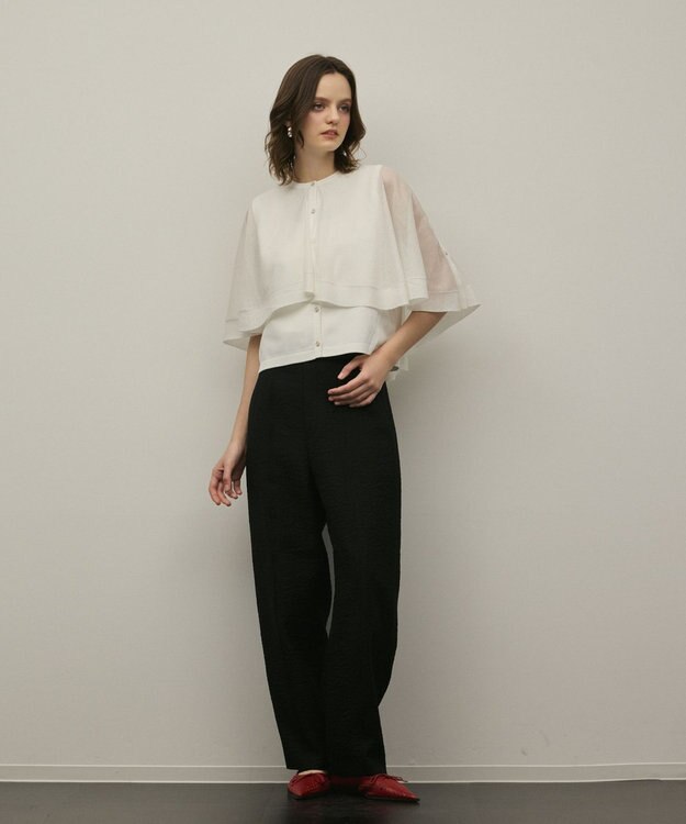 GRACE CONTINENTAL シアーケープニットカーディガン ホワイト