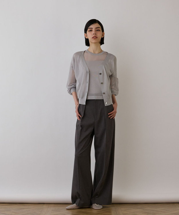 GRACE CONTINENTAL ブライトシアーニットカーディガン グレー