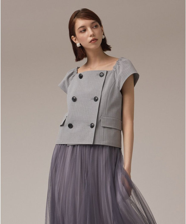 GRACE CONTINENTAL コンパクトジャケットトップ ストライプ