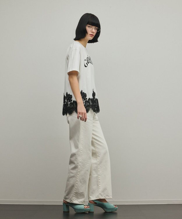 GRACE CONTINENTAL レースヘムロゴTシャツ ホワイト