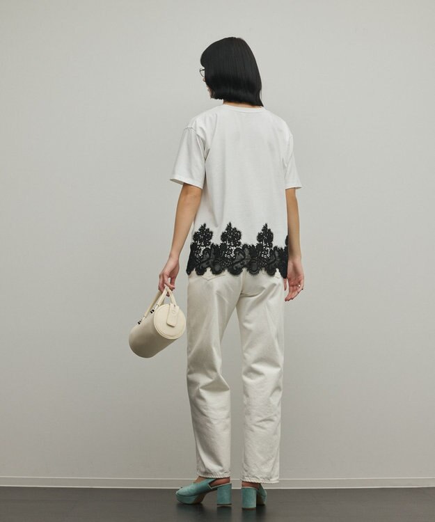 GRACE CONTINENTAL レースヘムロゴTシャツ ホワイト
