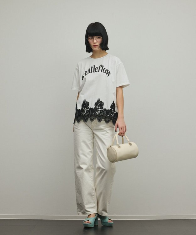 GRACE CONTINENTAL レースヘムロゴTシャツ ホワイト