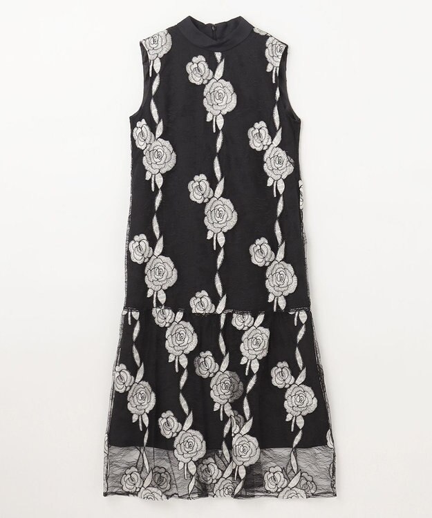 GRACE CONTINENTAL ハイネック刺繍ワンピース ブラック