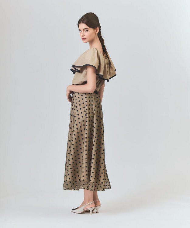 GRACE CONTINENTAL ドットembチュールスカート ベージュ