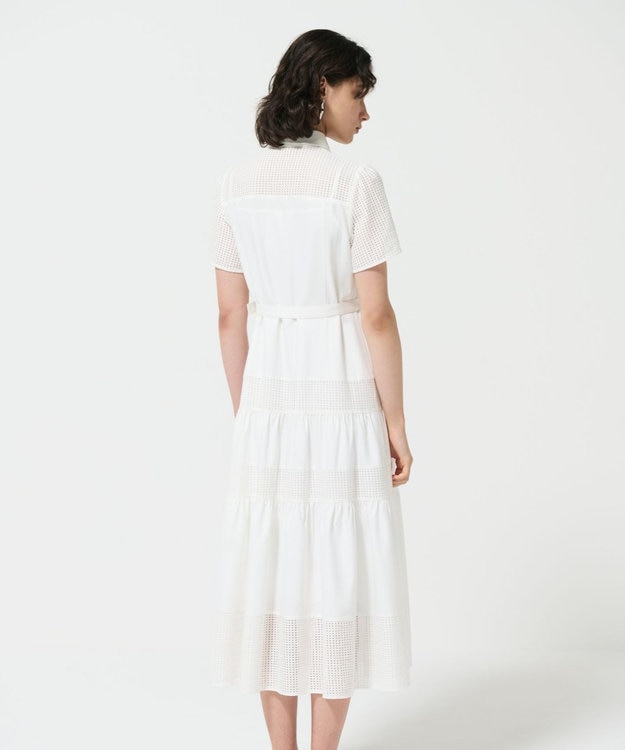 GRACE CONTINENTAL メッシュコンビシャツワンピース ホワイト