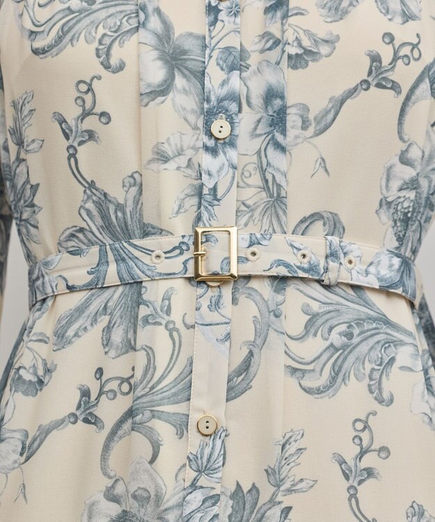 GRACE CONTINENTAL フラワープリントプリーツワンピース ベージュ