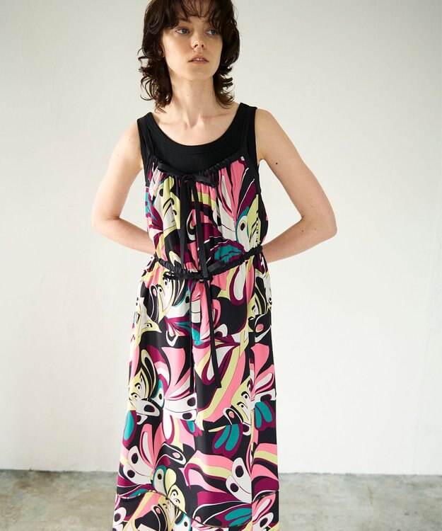 GRACE CONTINENTAL キカバードプリントワンピース ピンク