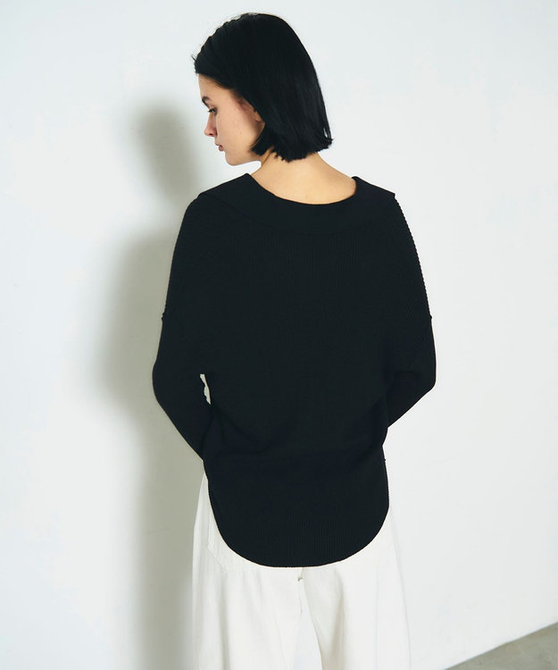 GRACE CONTINENTAL スラブリブシャツニットトップ ブラック