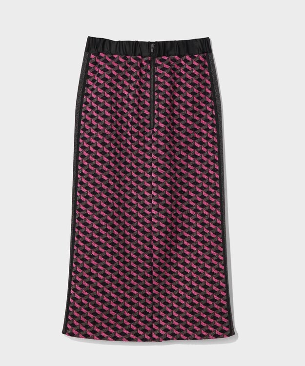 GRACE CONTINENTAL ラメジャガードラインスカート ピンク