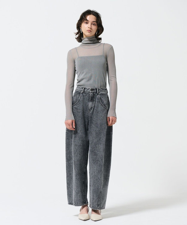 GRACE CONTINENTAL シアーリブタートルトップ グレー