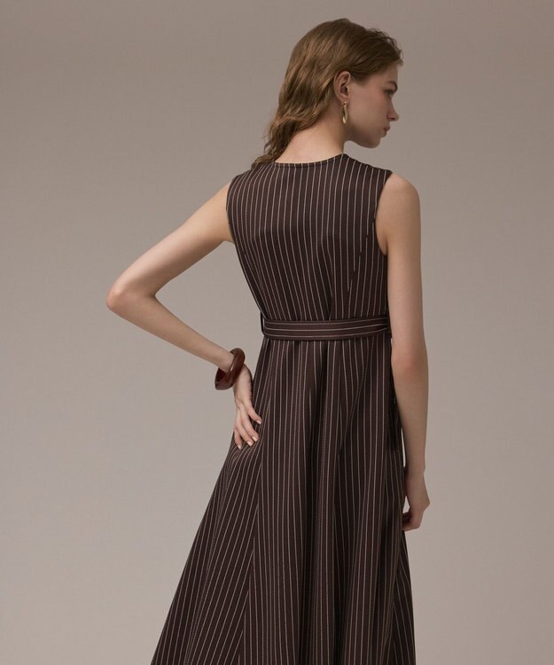 GRACE CONTINENTAL ストライプジャージワンピース ブラウン