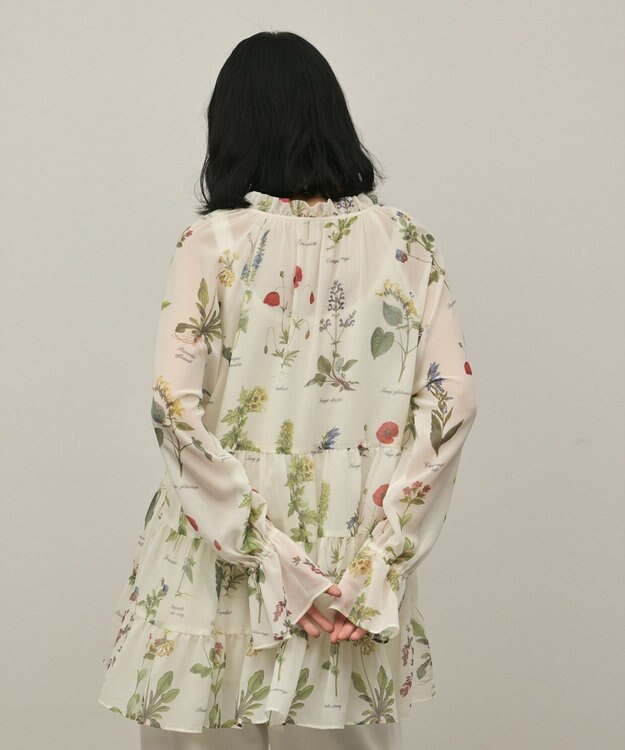GRACE CONTINENTAL ボタニカルプリントチュニックトップ キナリ