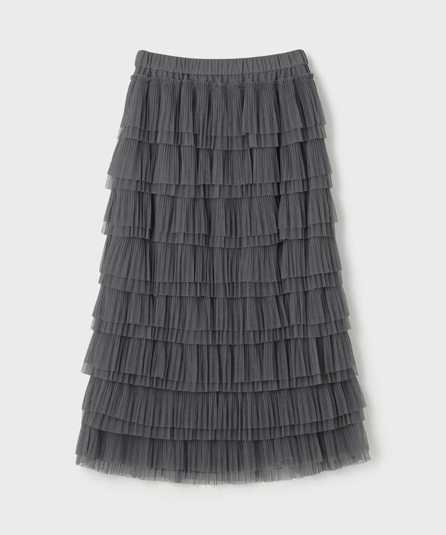 GRACE CONTINENTAL タイトティアードチュールスカート グレー