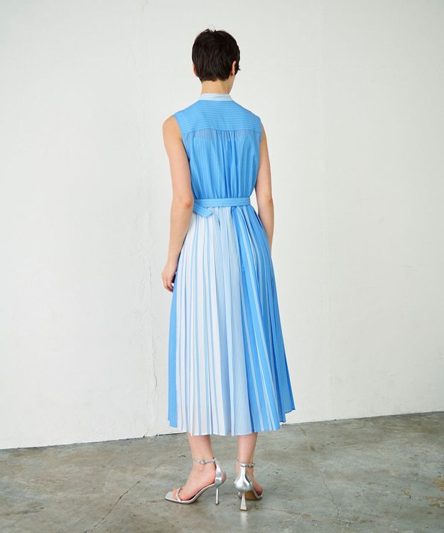 GRACE CONTINENTAL ストライププリントワンピース サックス