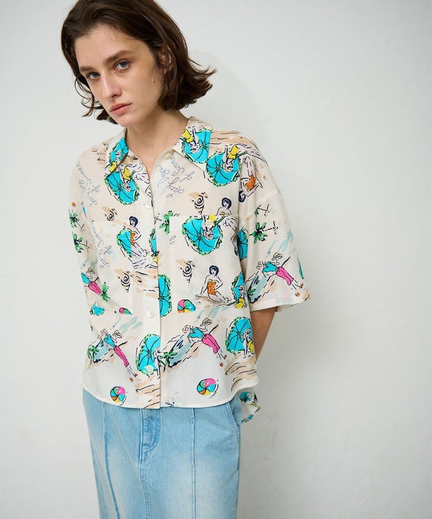 GRACE CONTINENTAL リゾートプリントシャツ キナリ