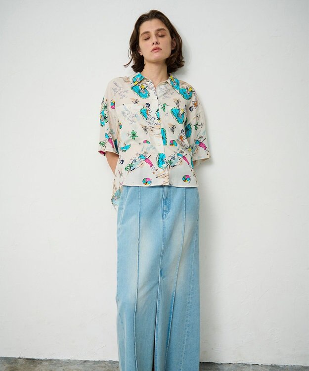 GRACE CONTINENTAL リゾートプリントシャツ キナリ