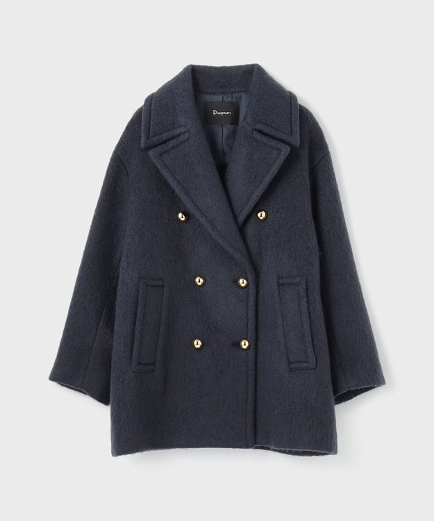 GRACE CONTINENTAL モヘヤシャギーPコート ネイビー
