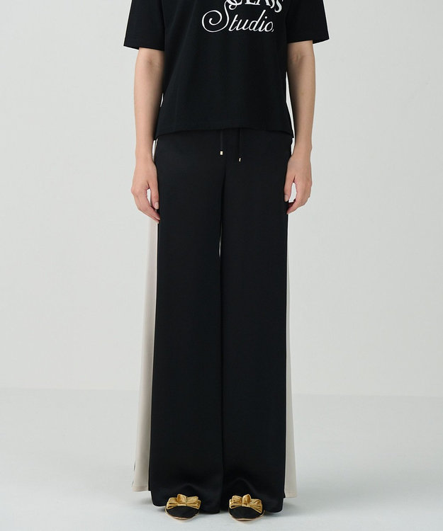 GRACE CONTINENTAL サテンラインイージーパンツ ブラック