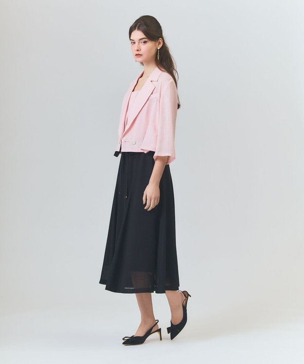 GRACE CONTINENTAL リネンライクバイカラーワンピース ピンク