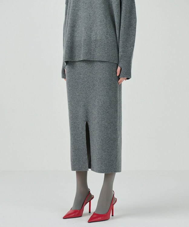 GRACE CONTINENTAL クーマラムニットスカート グレー