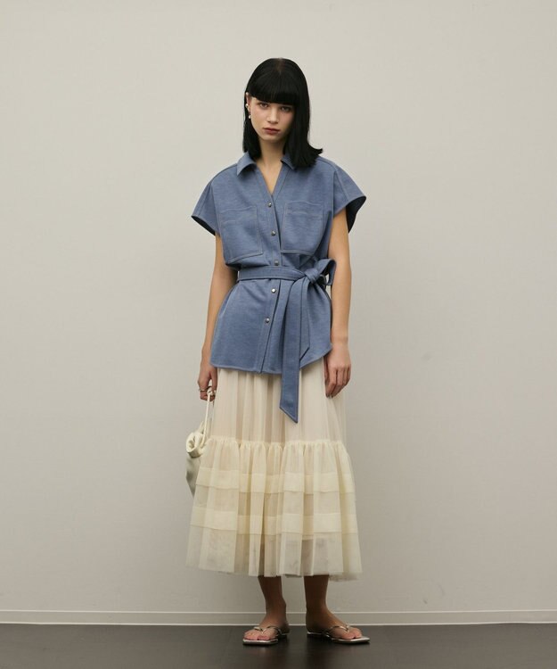 GRACE CONTINENTAL チュールティアードスカート キナリ