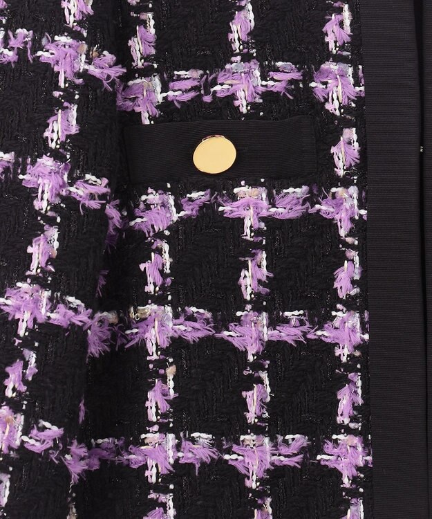 GRACE CONTINENTAL フェザーチェックツイードコート パープル