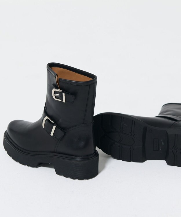 GRACE CONTINENTAL ANGERO　BERVICATO ベルトショートブーツ ブラック