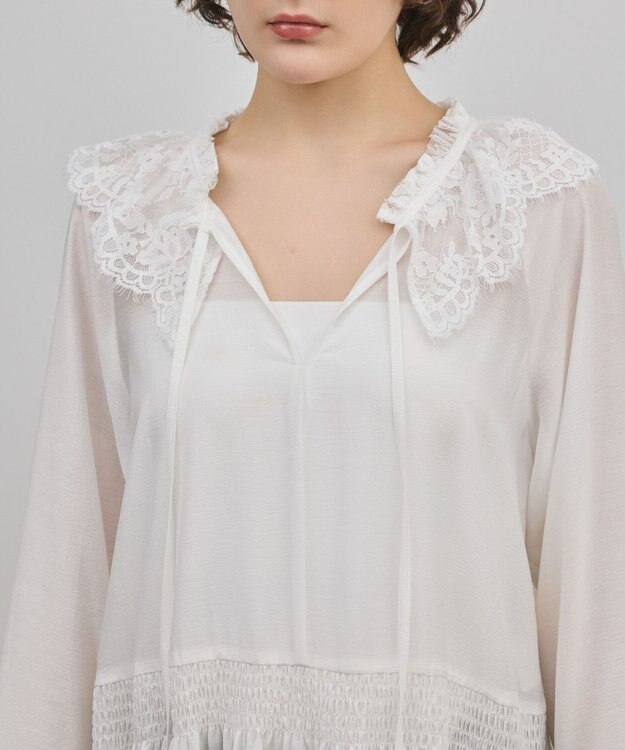GRACE CONTINENTAL レースカラーチュニックブラウス ホワイト