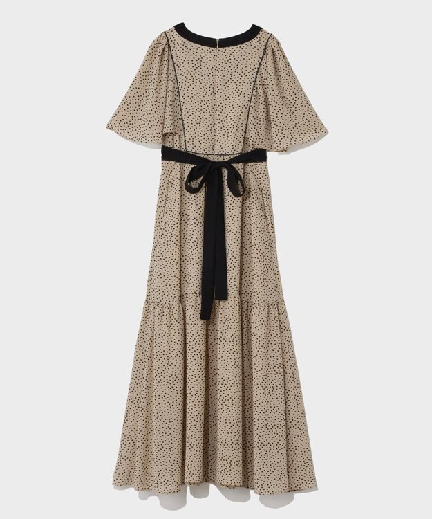 GRACE CONTINENTAL ドットフレアスリーブマキシ ベージュ