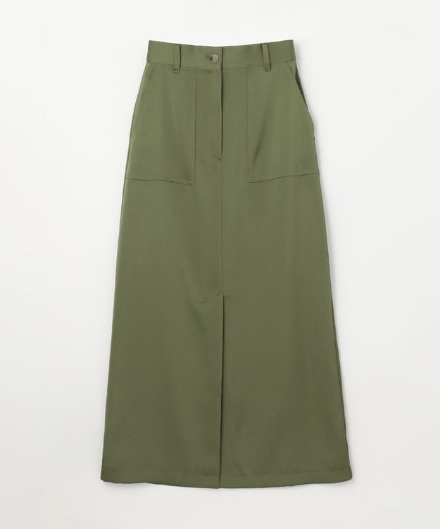 GRACE CONTINENTAL サテンストレートスカート カーキ