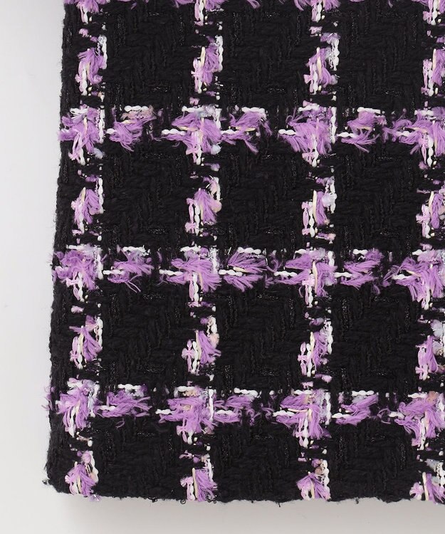 GRACE CONTINENTAL フェザーチェックツイードコート パープル