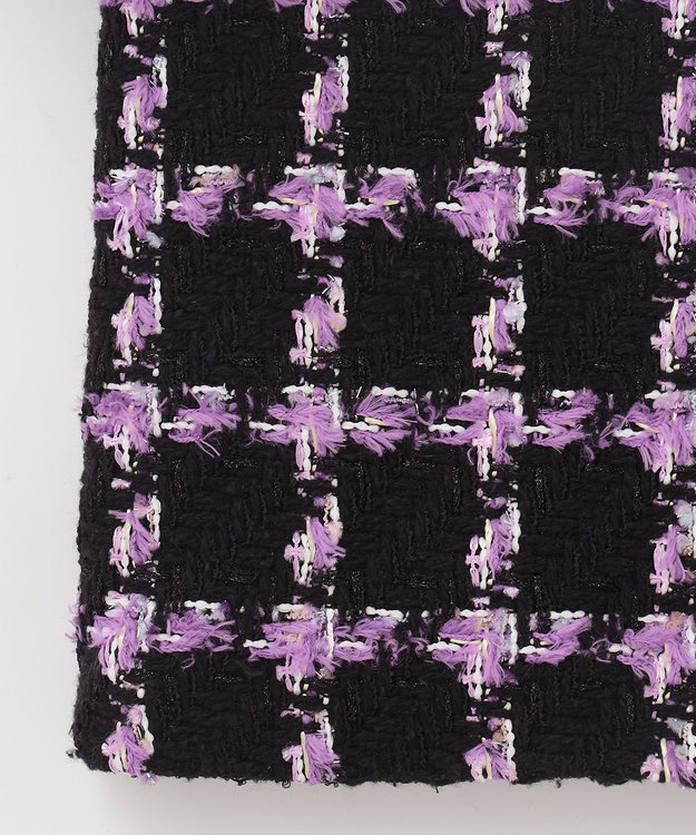 GRACE CONTINENTAL フェザーチェックツイードコート パープル