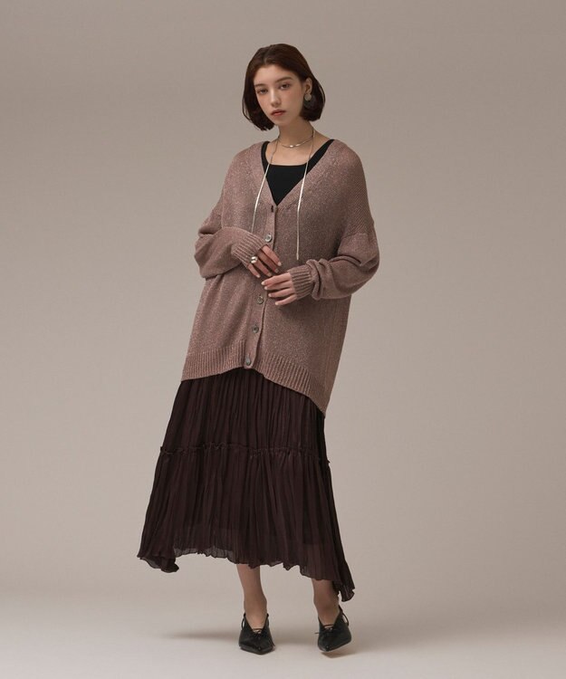 GRACE CONTINENTAL ワッシャープリーツスカート ダークブラウン