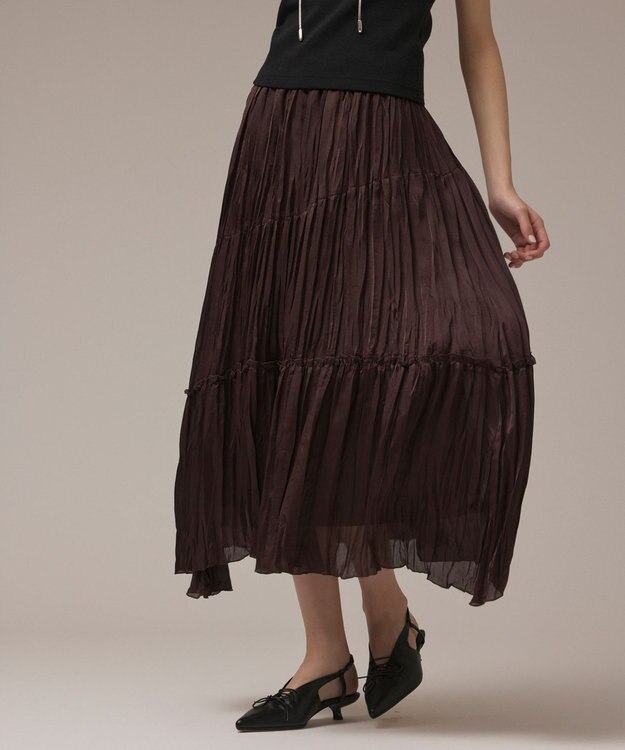 GRACE CONTINENTAL ワッシャープリーツスカート ダークブラウン