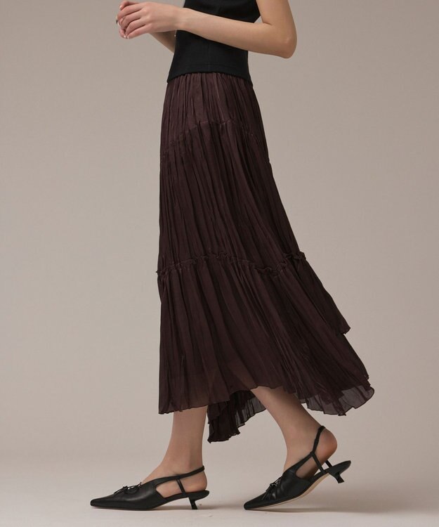 GRACE CONTINENTAL ワッシャープリーツスカート ダークブラウン