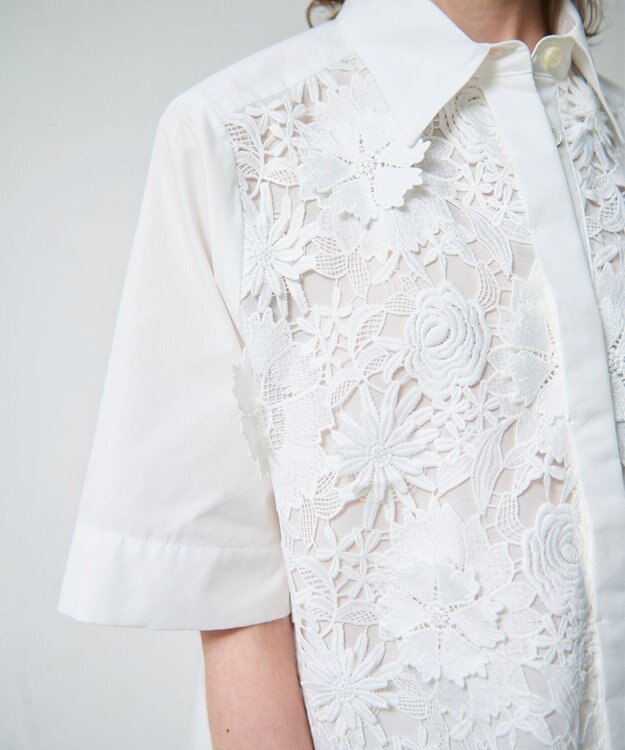 GRACE CONTINENTAL ケミカルフラワードレスシャツ ホワイト