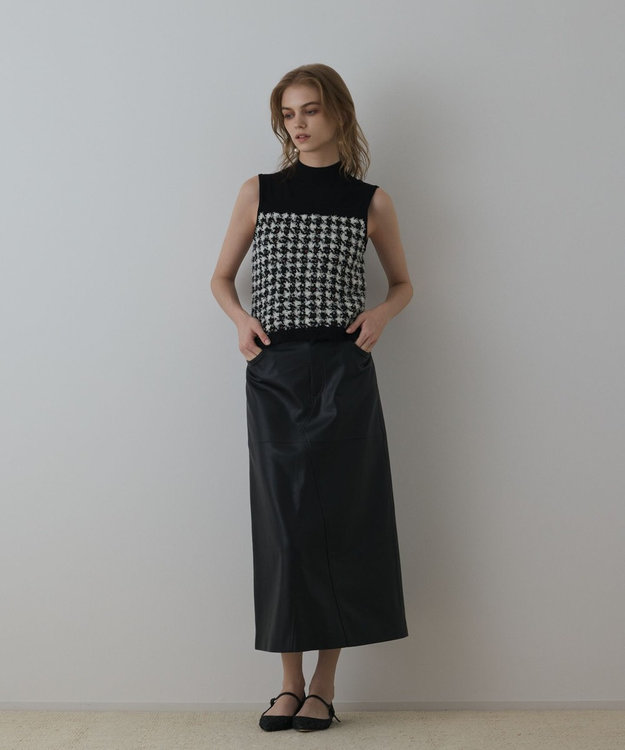 GRACE CONTINENTAL ツイードベアニットトップ ブラック