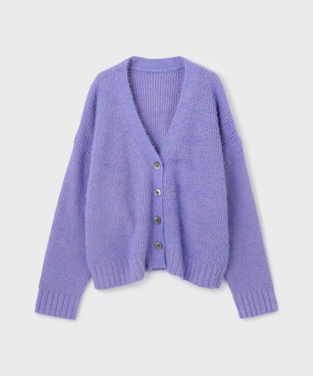 GRACE CONTINENTAL フェザールーズニットカーディガン ラベンダー