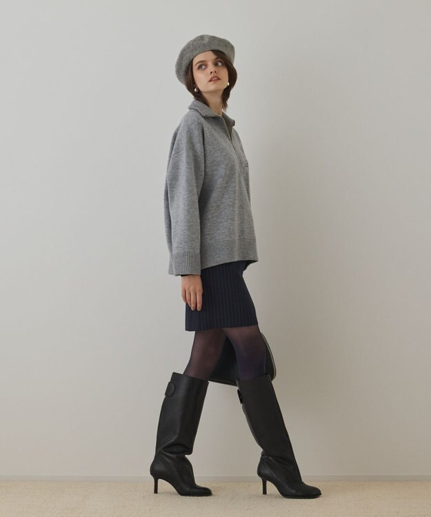 GRACE CONTINENTAL ハーフジップニットトップ グレー